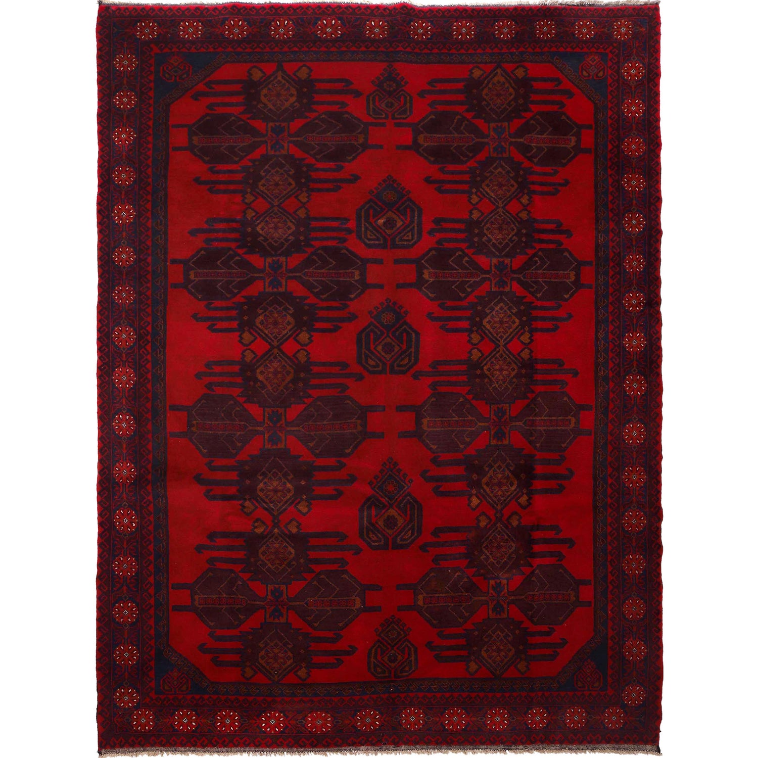 Baluchi Rug Handmade Deep Red Floral 7x10 ft