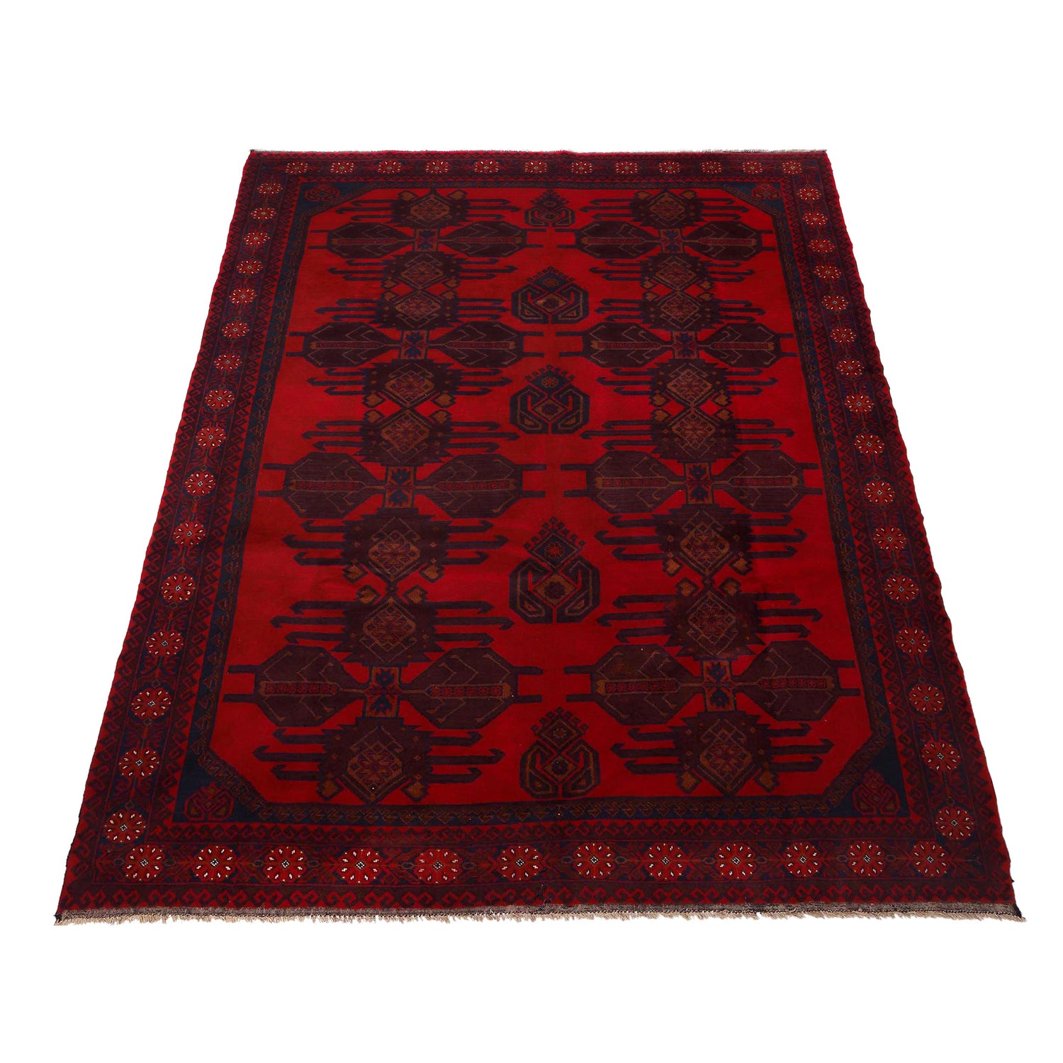Baluchi Rug Handmade Deep Red Floral 7x10 ft