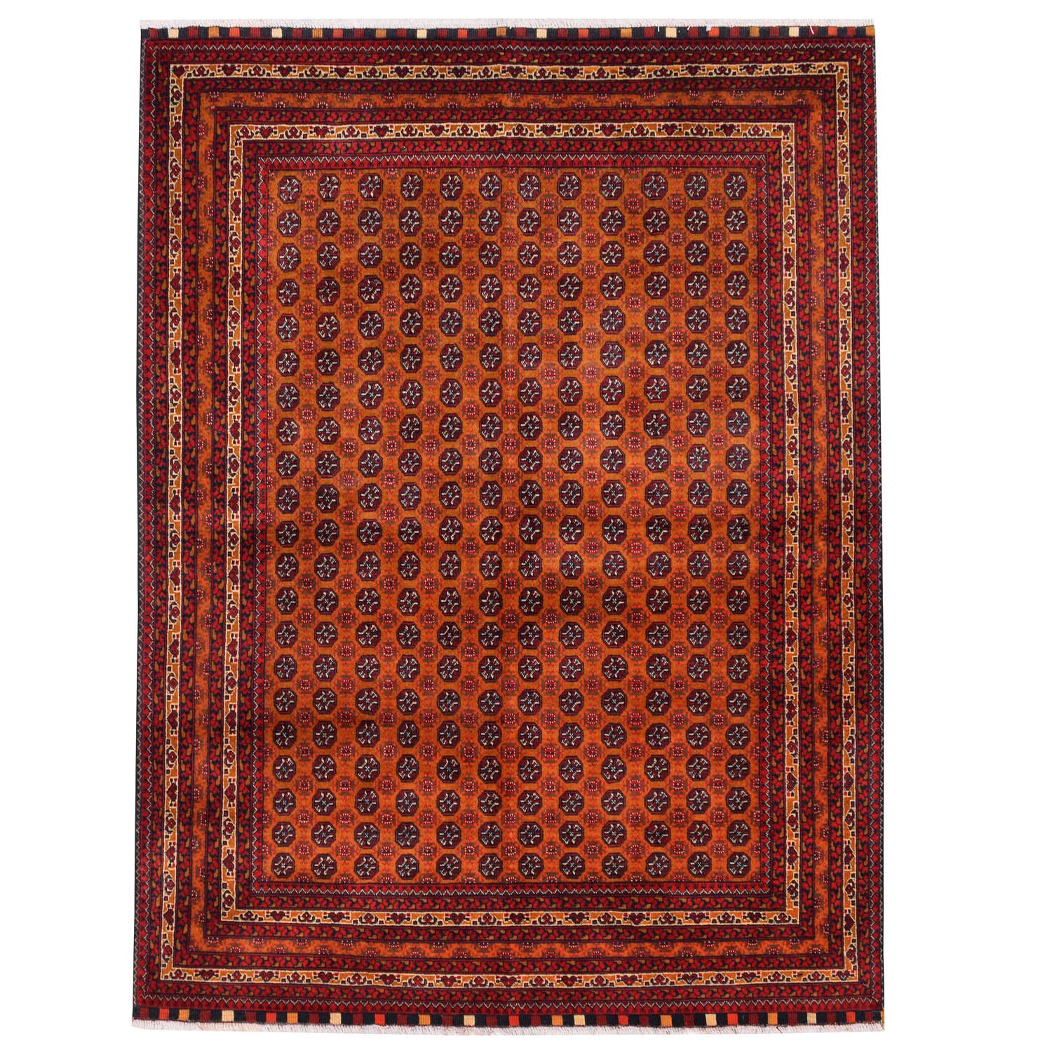 Khoja Roshnai Area Rug Handmade Orange Floral 4x7 ft
