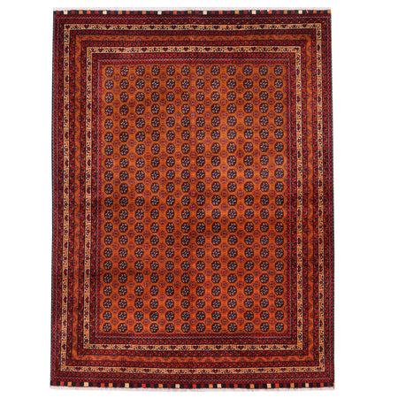 Khoja Roshnai Area Rug Handmade Orange Floral 4x7 ft