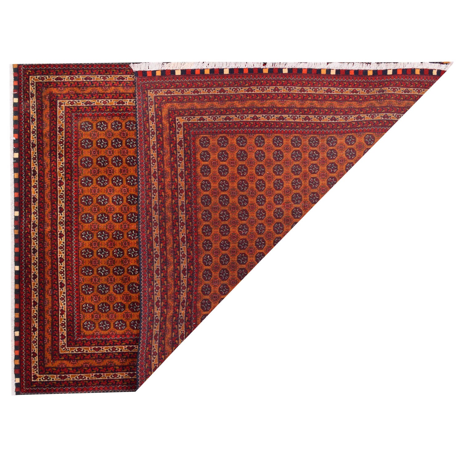 Khoja Roshnai Area Rug Handmade Orange Floral 4x7 ft