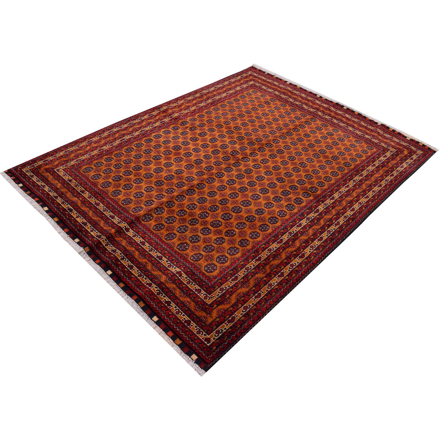 Khoja Roshnai Area Rug Handmade Orange Floral 4x7 ft
