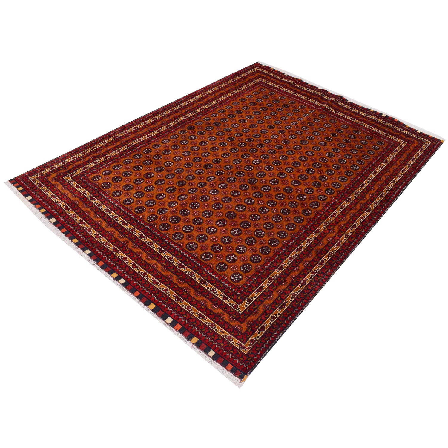 Khoja Roshnai Area Rug Handmade Orange Floral 4x7 ft