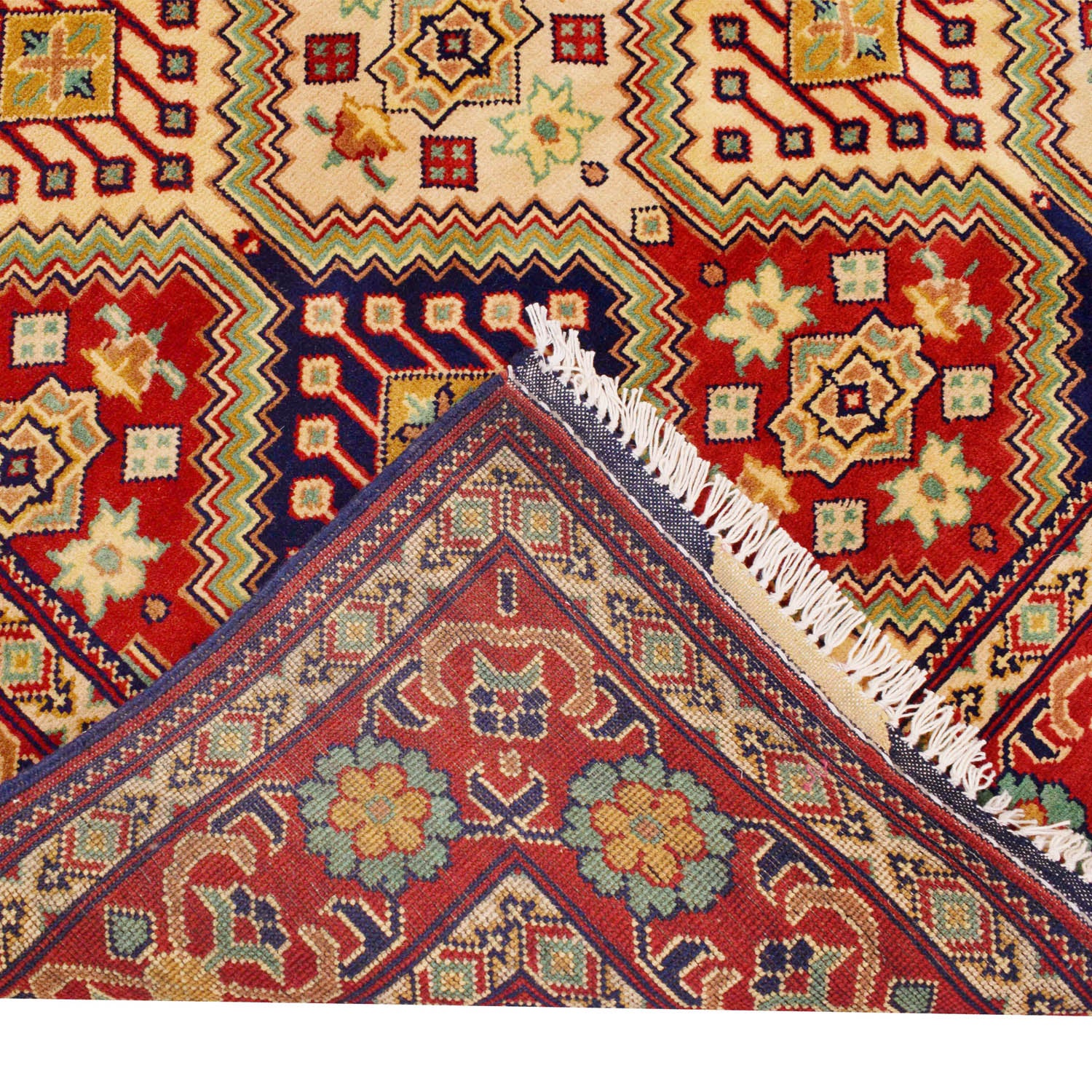 Oriental Area Rug Handmade Multi Geometric 4x7 ft