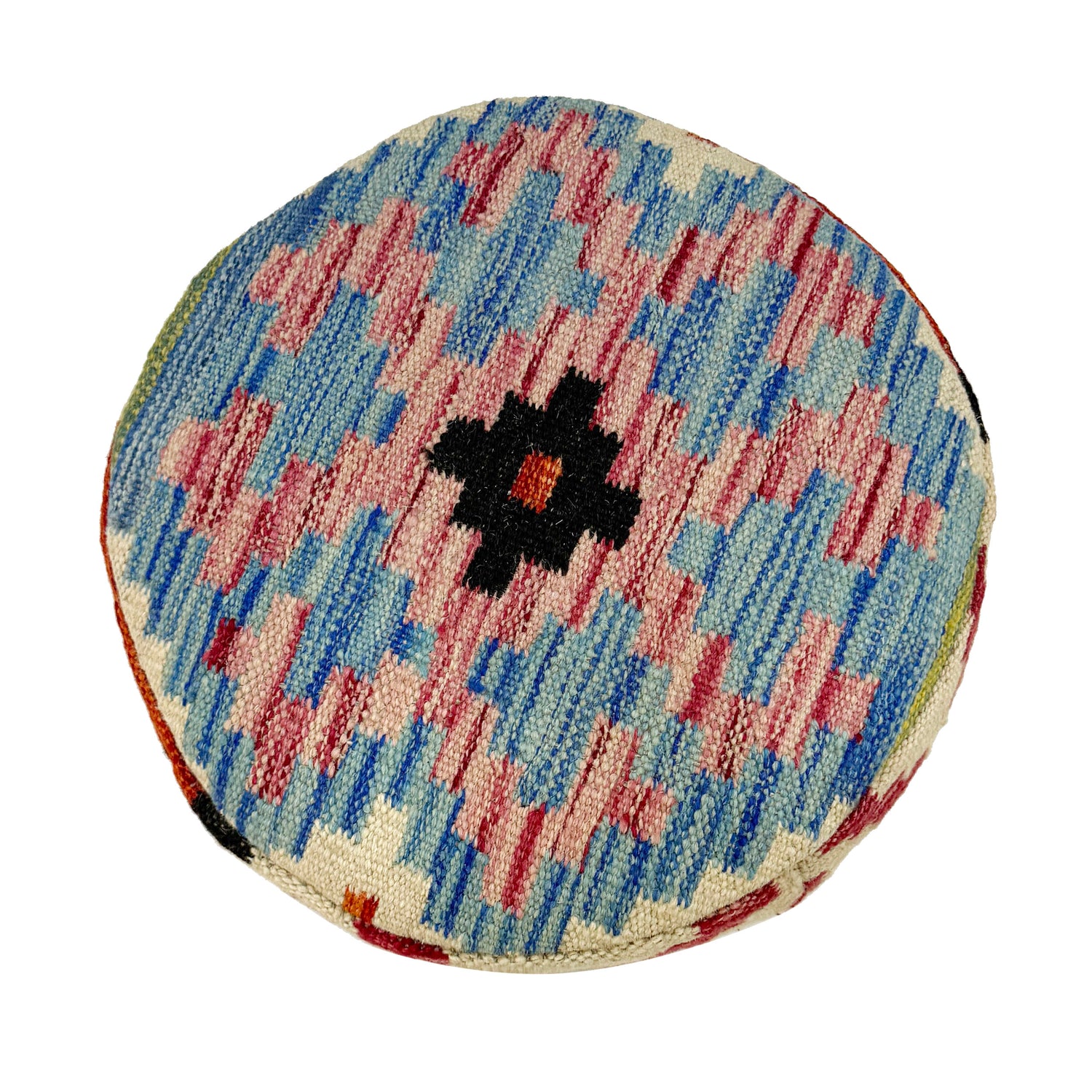 Vegetable Kilim Stool Cover Handmade Multi Geometric 1x1 ft