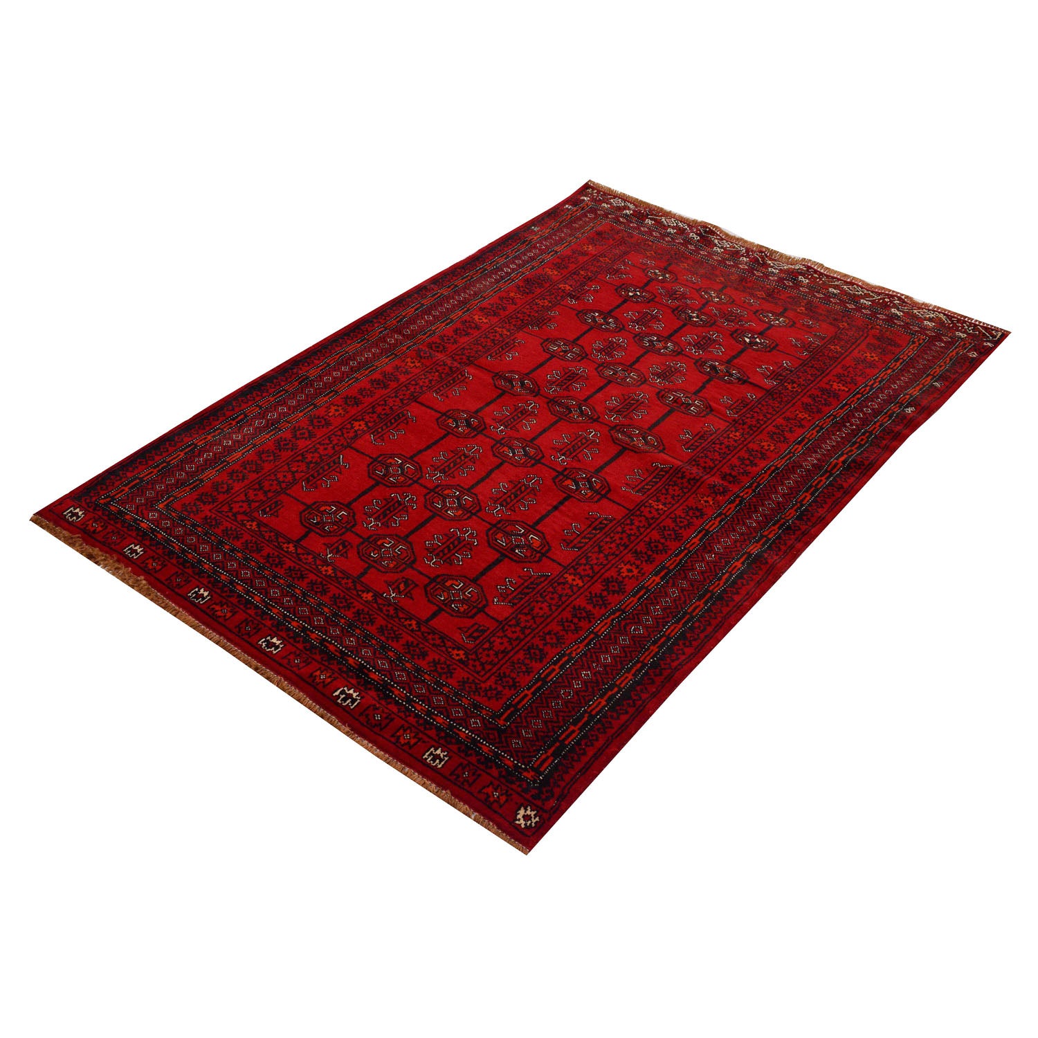 Bokhara Rug Handmade Vibrant Red Medallion 3x5 ft