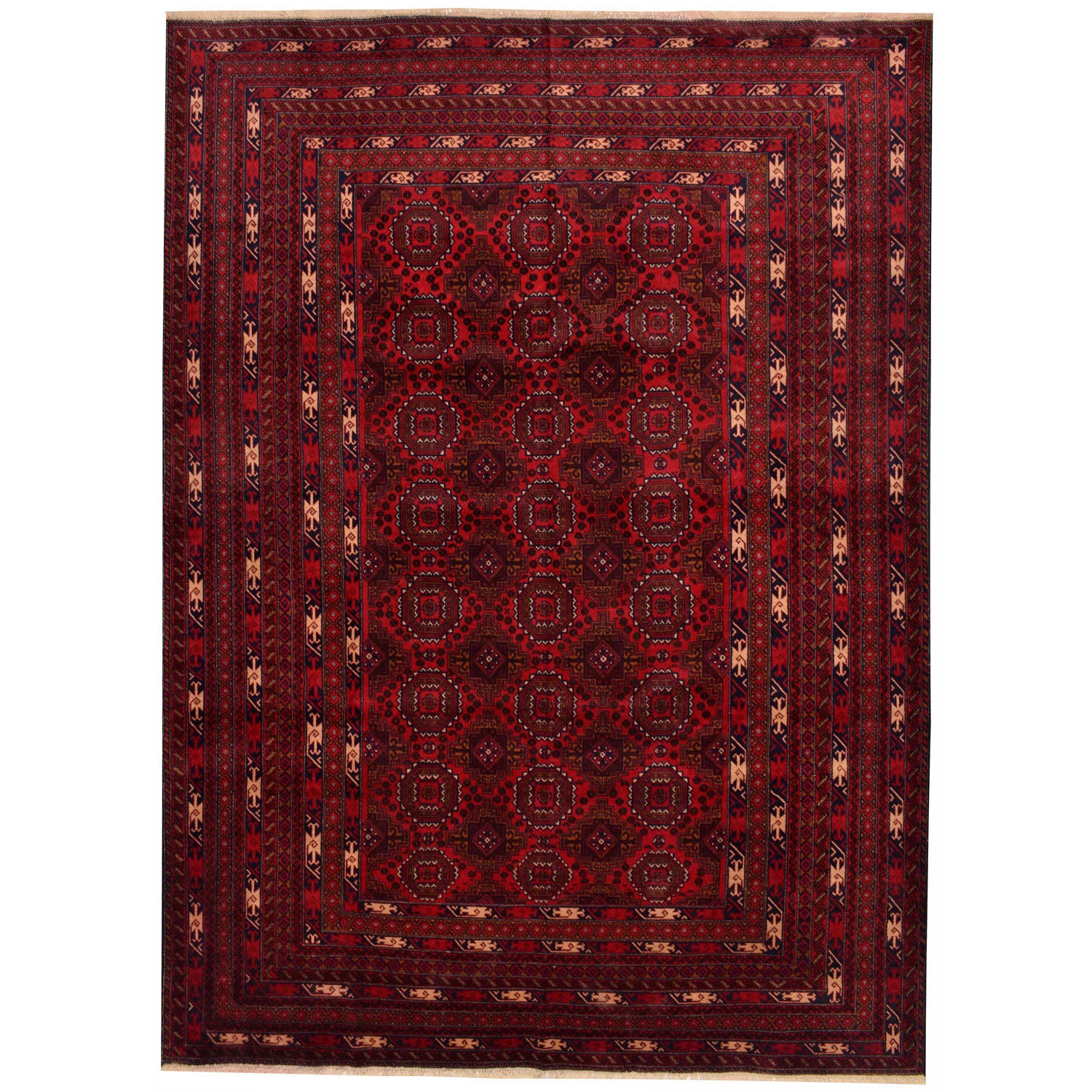 Bokhara Rug Handmade Vibrant Red Medallion 7x10 ft