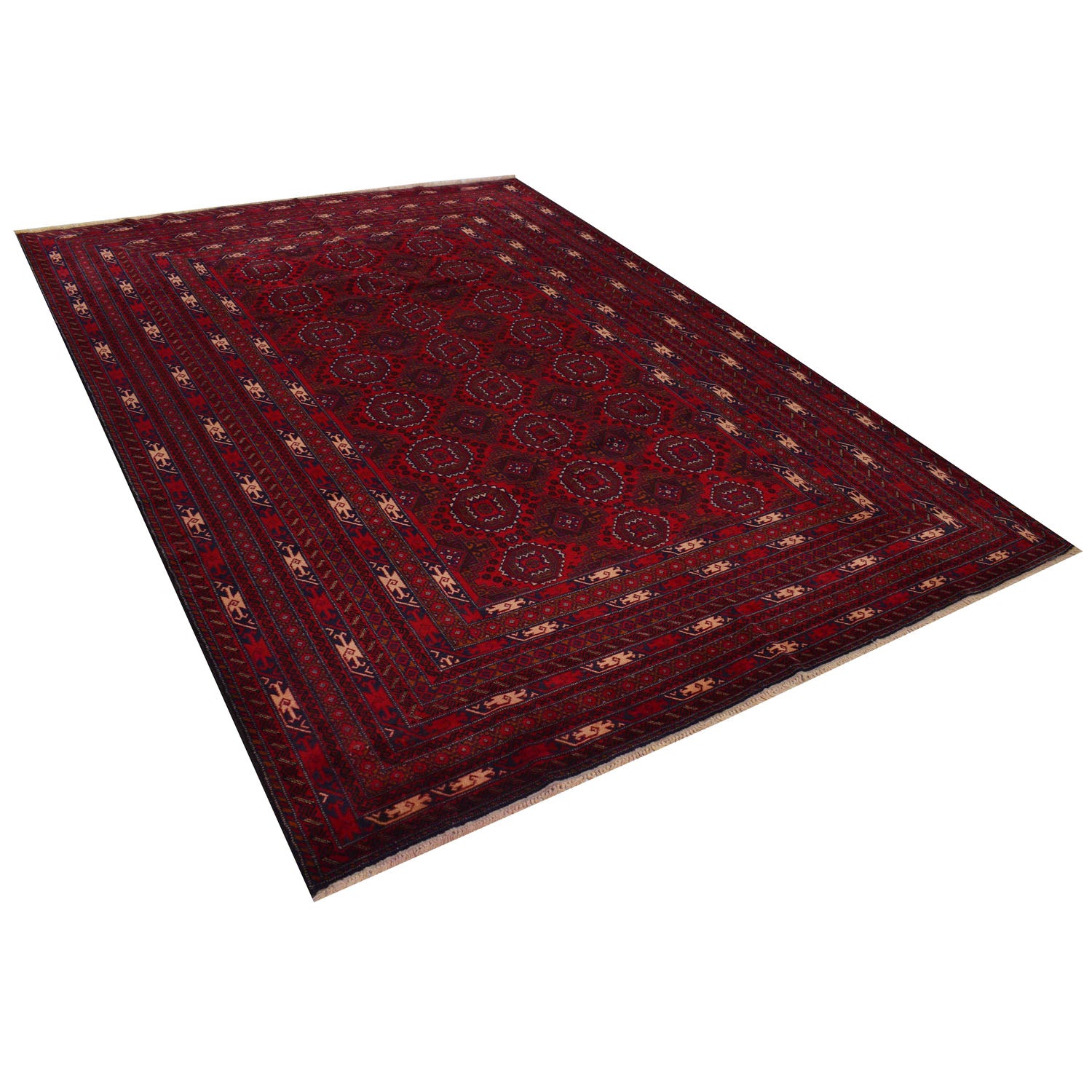 Bokhara Rug Handmade Vibrant Red Medallion 7x10 ft