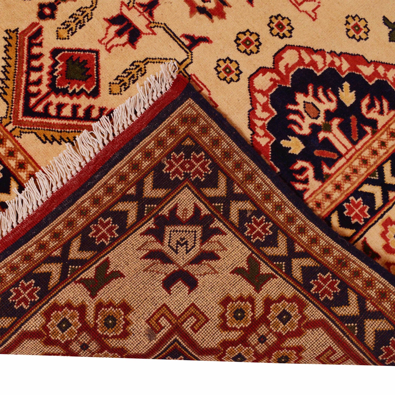 Oriental Area Rug Handmade Beige Geometric 7x10 ft