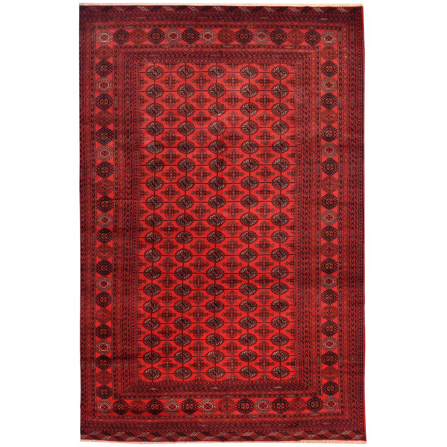 Bokhara Rug Handmade Vibrant Red Medallion 7x10 ft