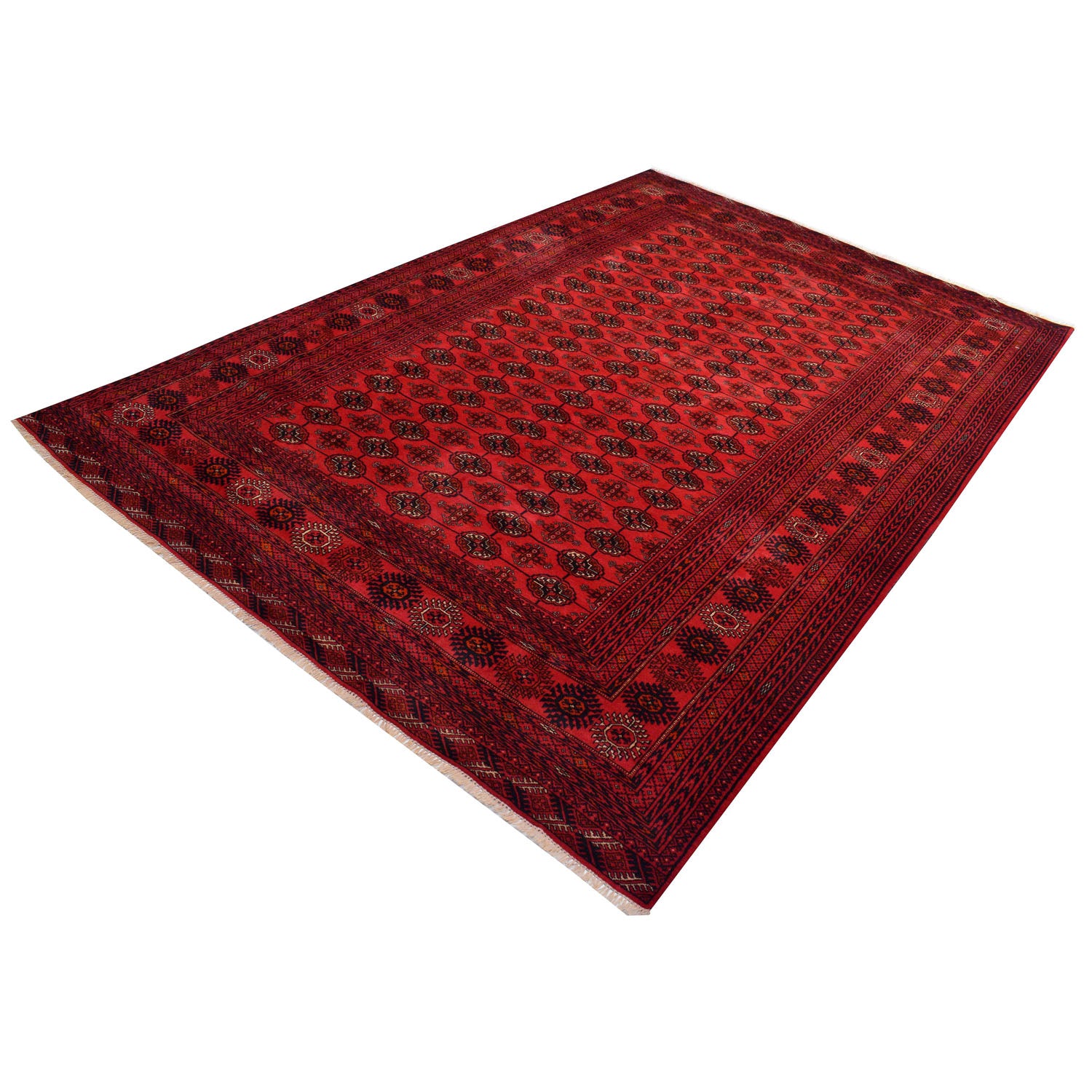 Bokhara Rug Handmade Vibrant Red Medallion 7x10 ft