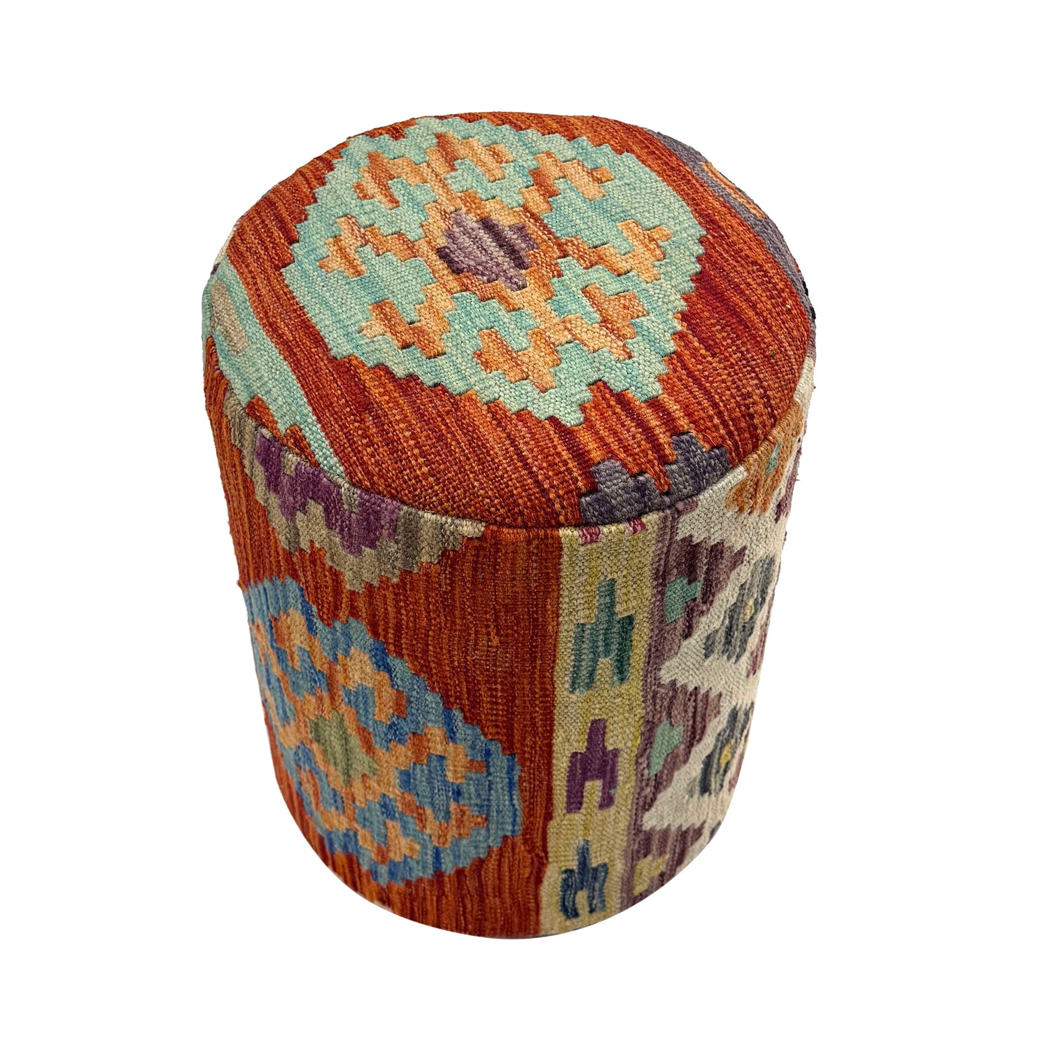 Vegetable Kilim Stool Cover Handmade Multi Geometric 1x1 ft