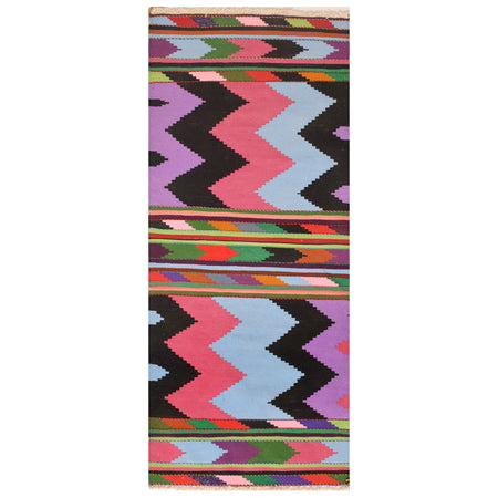 Table Sheet Runner Rug Handmade Multi Curvilinear 5' Runner