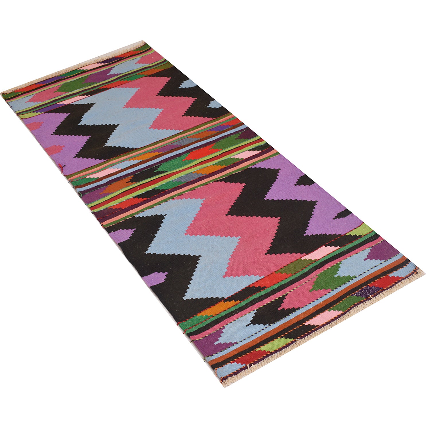 Table Sheet Runner Rug Handmade Multi Curvilinear 5' Runner