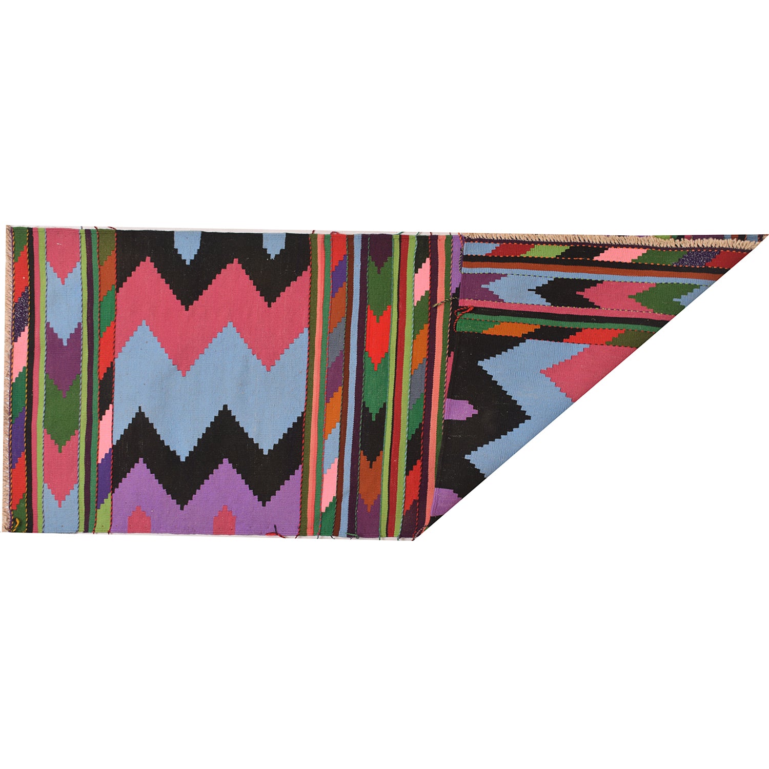Table Sheet Runner Rug Handmade Multi Curvilinear 5' Runner