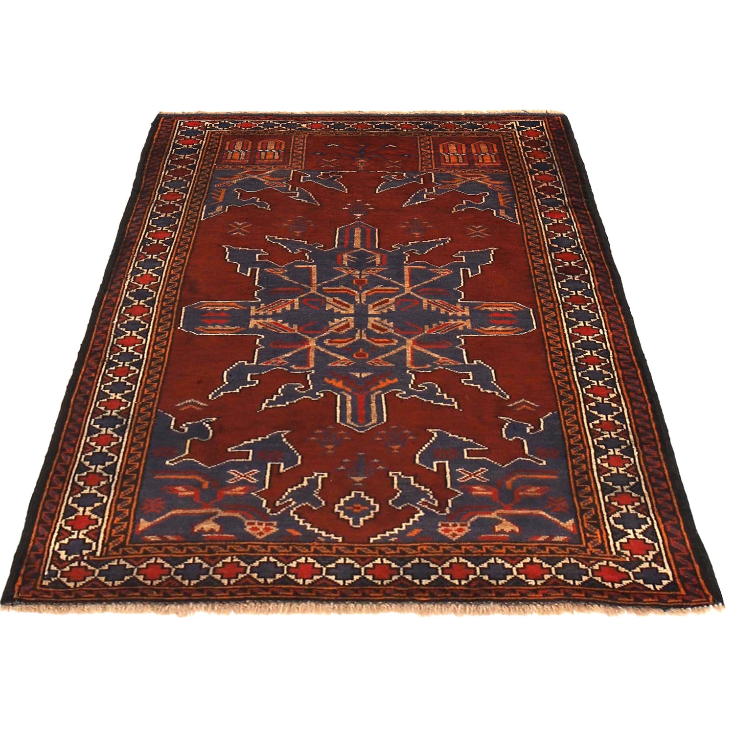 Baluchi Rug Handmade Red Prayer Design 2x4 ft