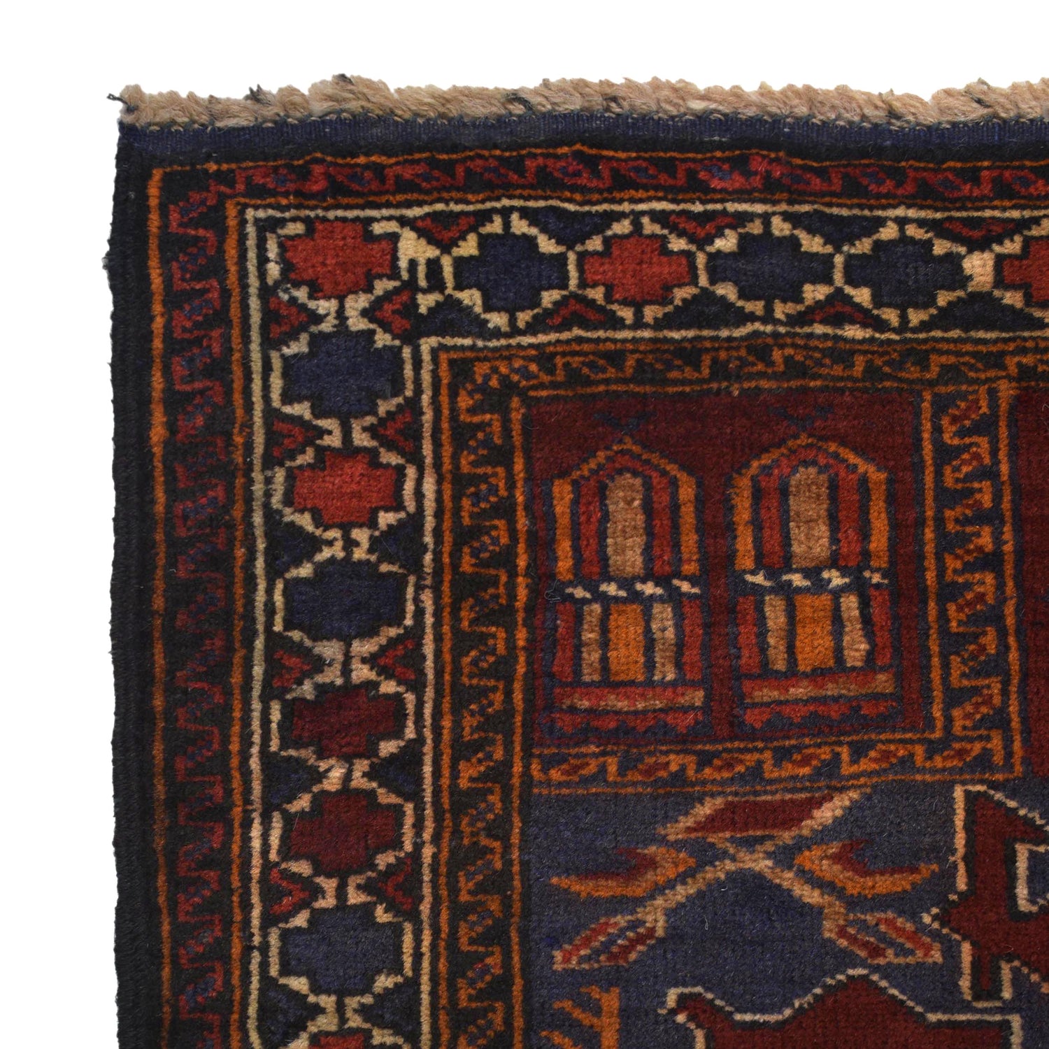 Baluchi Rug Handmade Red Prayer Design 2x4 ft