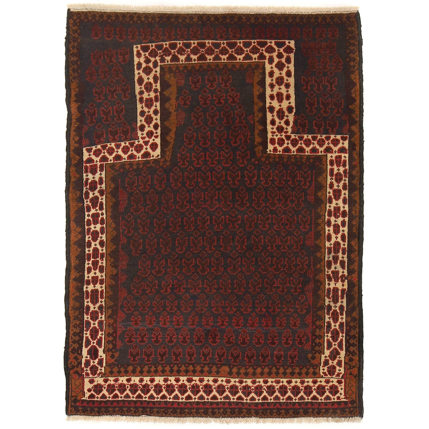 Baluchi Rug Handmade Multi Prayer Design 2x4 ft