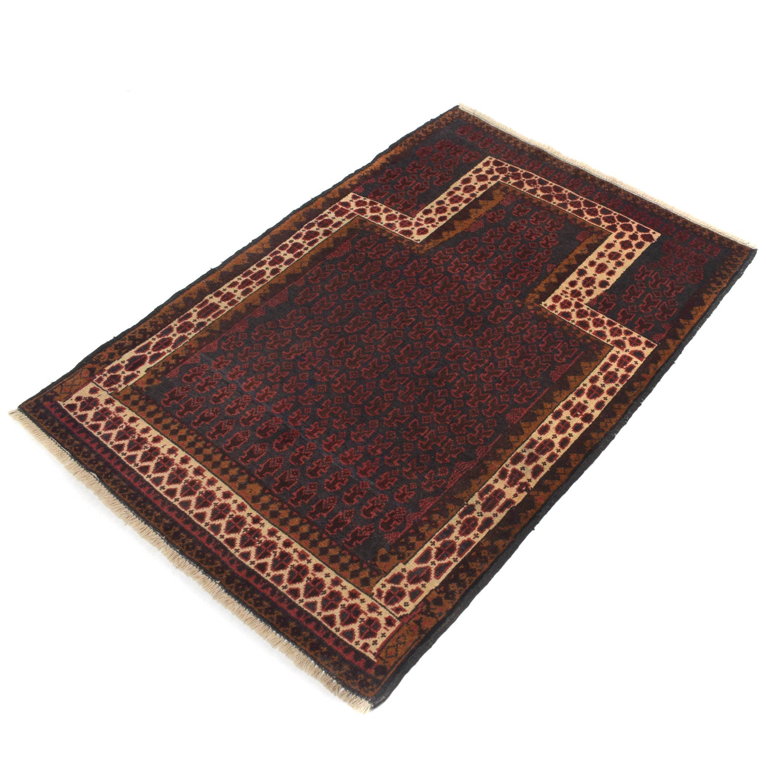 Baluchi Rug Handmade Multi Prayer Design 2x4 ft