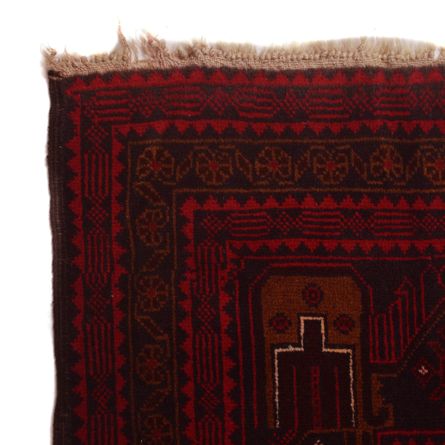 Baluchi Rug Handmade Deep Red Geometric 10x13 ft