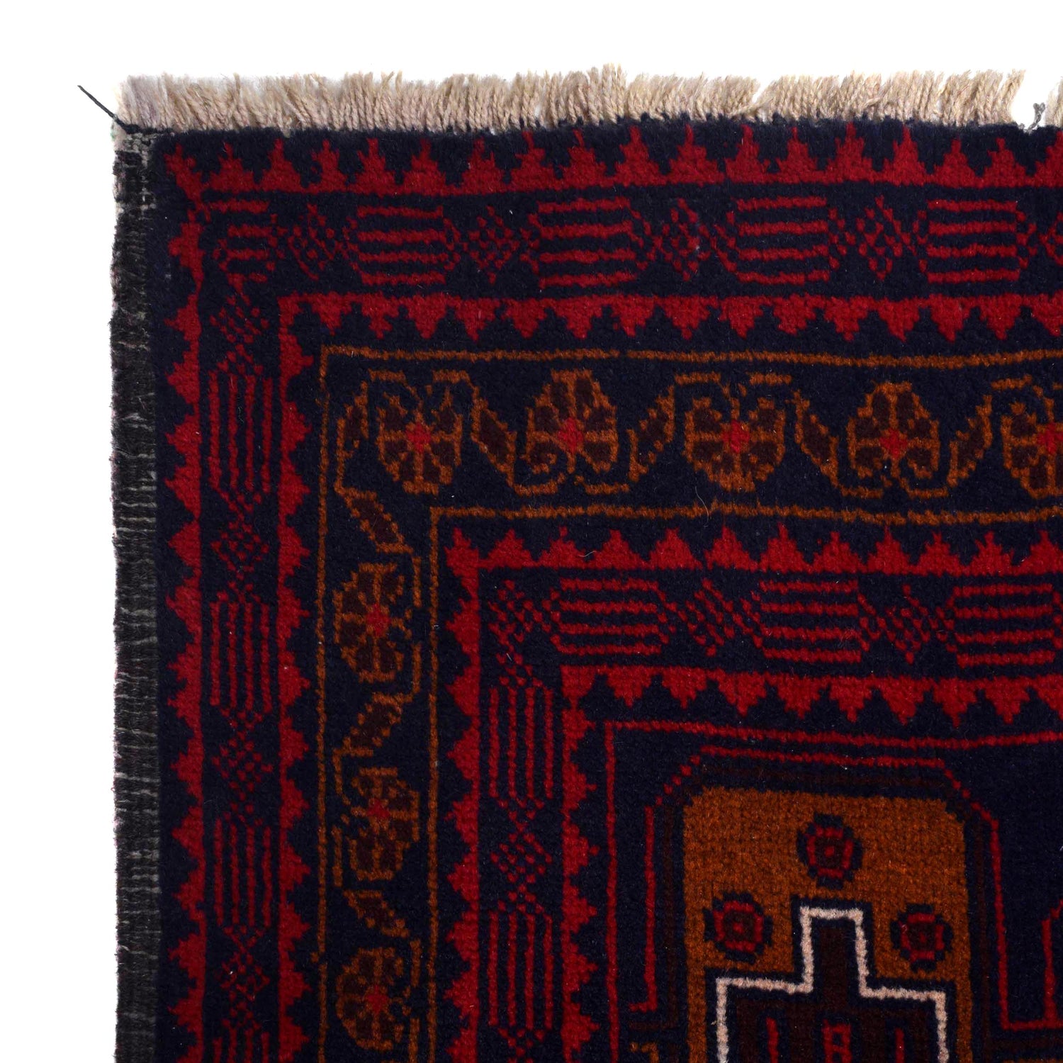 Baluchi Rug Handmade Deep Red Geometric 10x13 ft