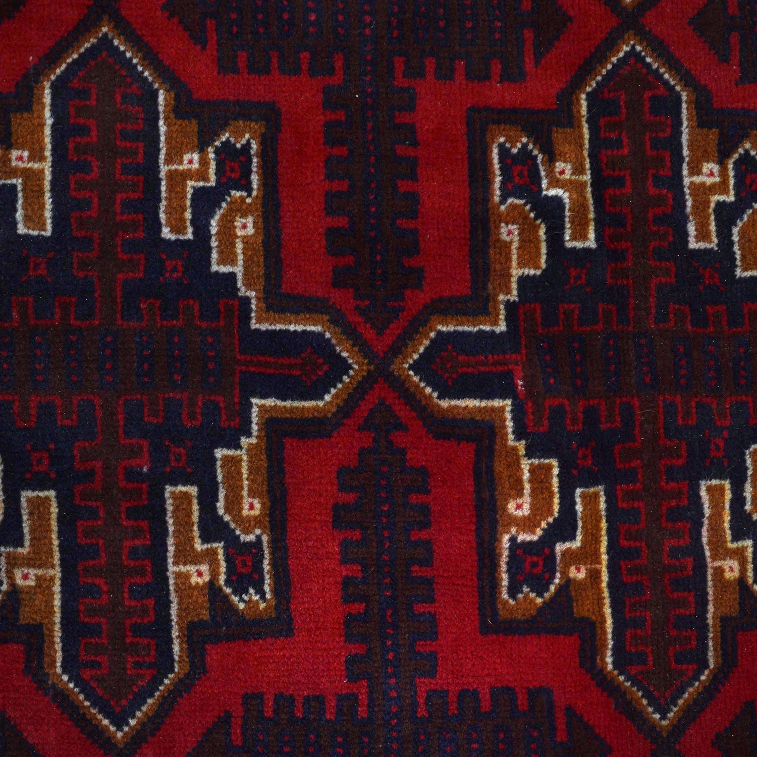 Baluchi Rug Handmade Deep Red Geometric 10x13 ft