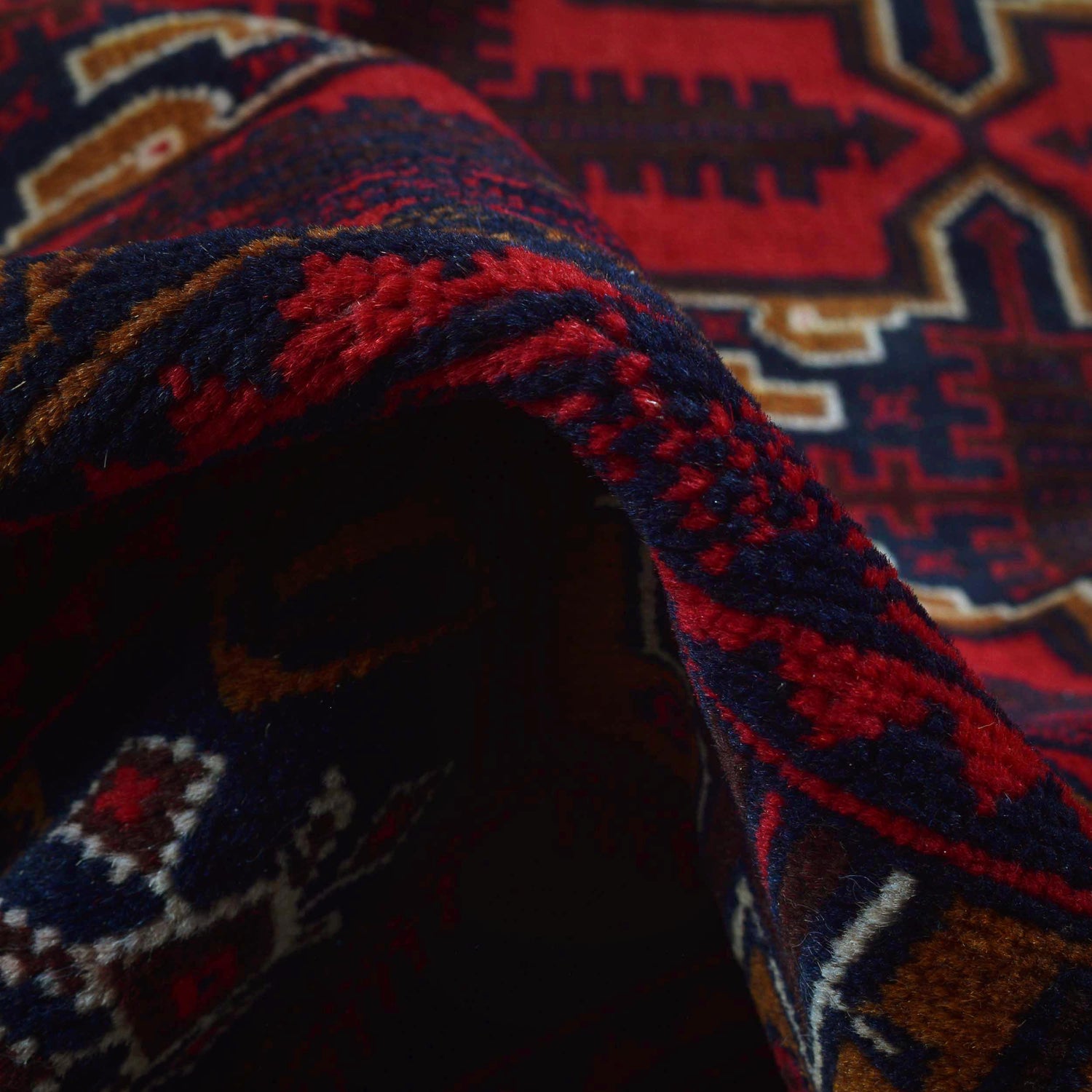 Baluchi Rug Handmade Deep Red Geometric 10x13 ft