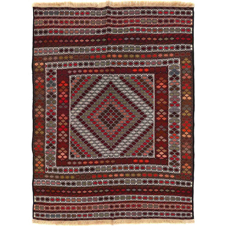 Maliki Kilim Area Rug Handmade Multi Geometric 4x6 ft