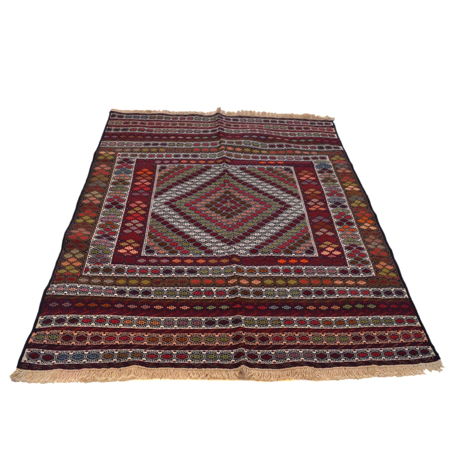Maliki Kilim Area Rug Handmade Multi Geometric 4x6 ft