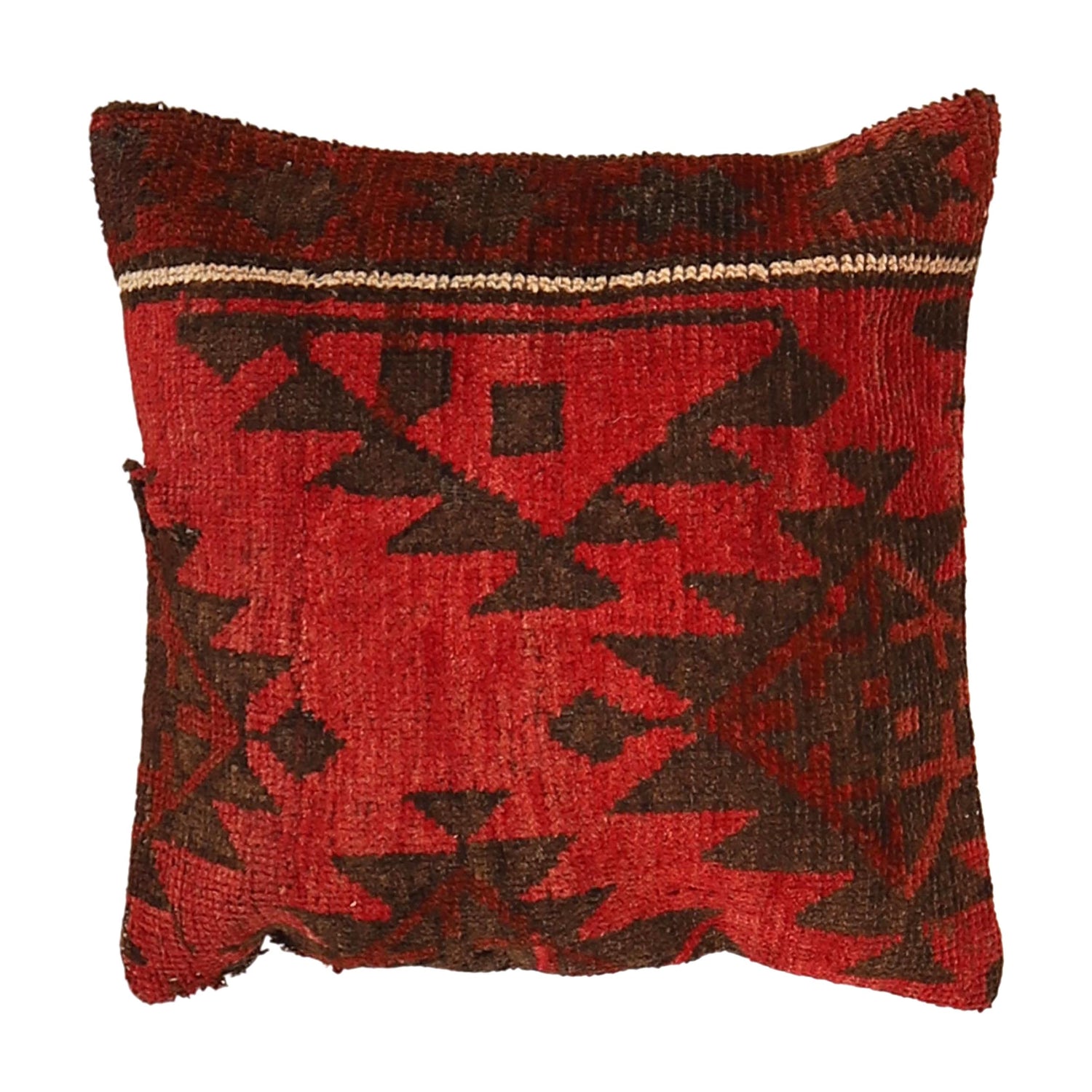 Cushion Cover Handmade Red Floral 1x1 ft