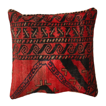 Cushion Cover Handmade Red Floral 1x1 ft