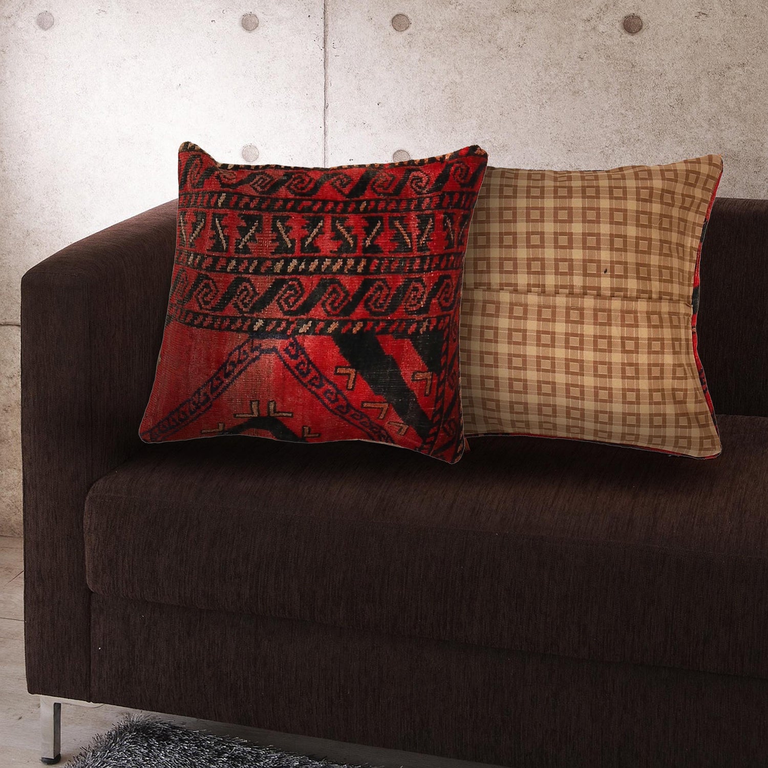 Cushion Cover Handmade Red Floral 1x1 ft