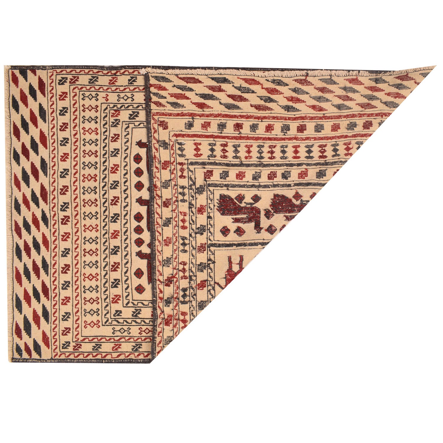 Soumak Kilim Area Rug Handmade White Pictorial 4x6 ft