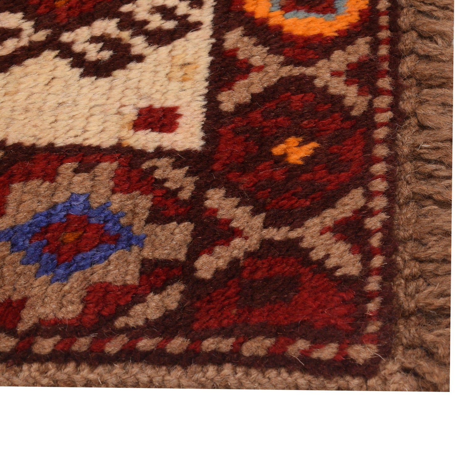 Baluchi Runner Rug Handmade Beige 13' Runner
