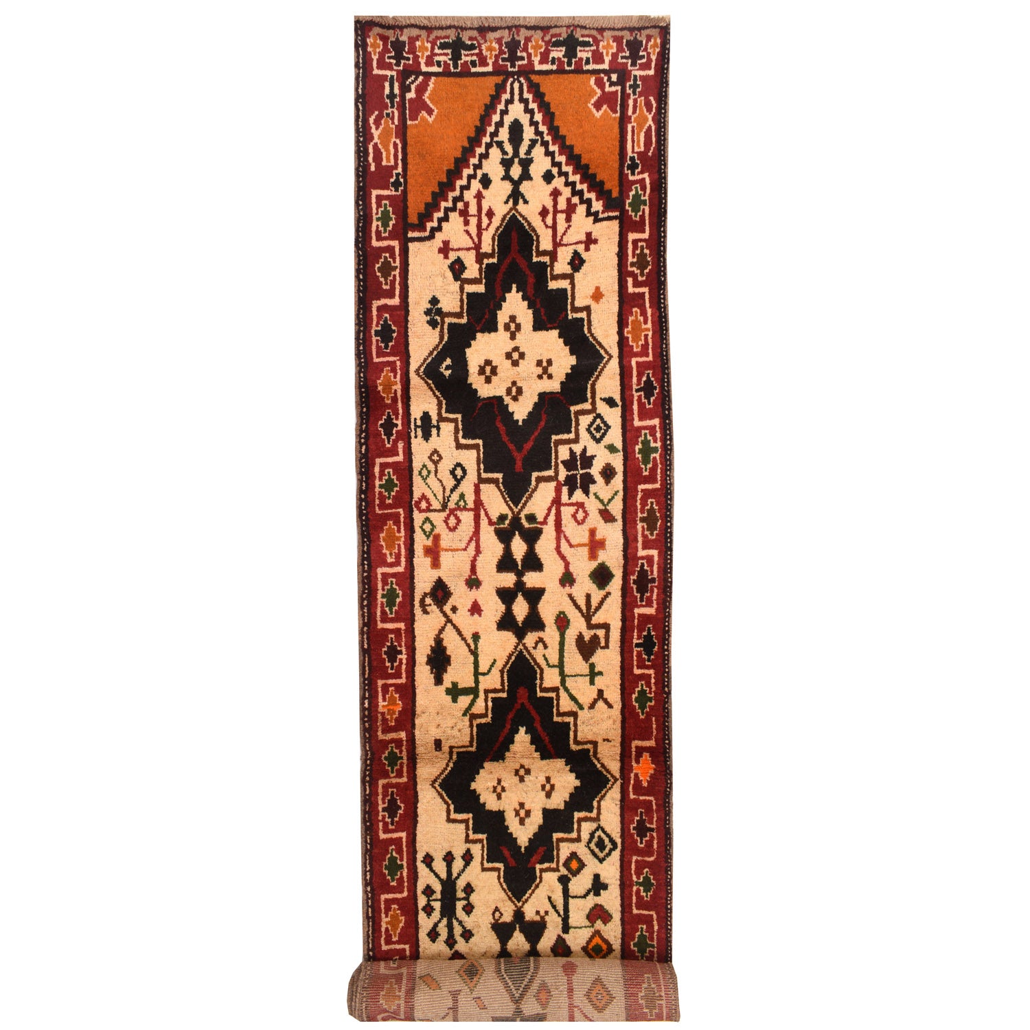 Baluchi Runner Rug Handmade Beige 13' Runner