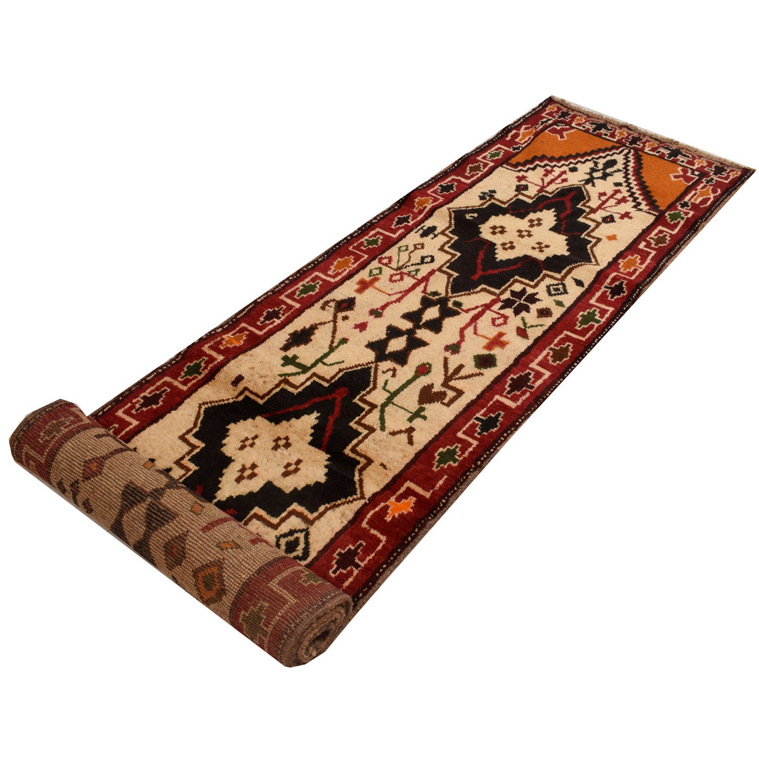 Baluchi Runner Rug Handmade Beige 13' Runner