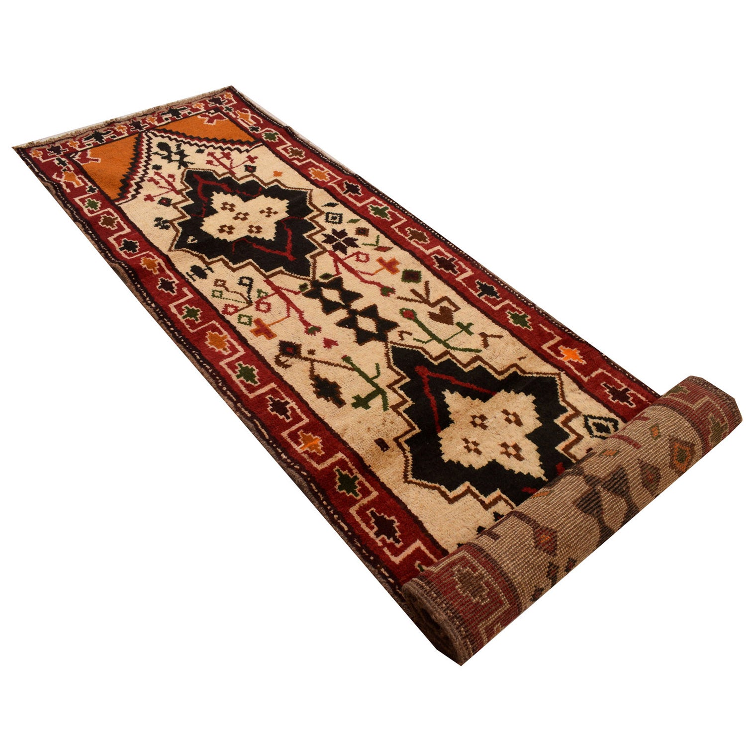 Baluchi Runner Rug Handmade Beige 13' Runner