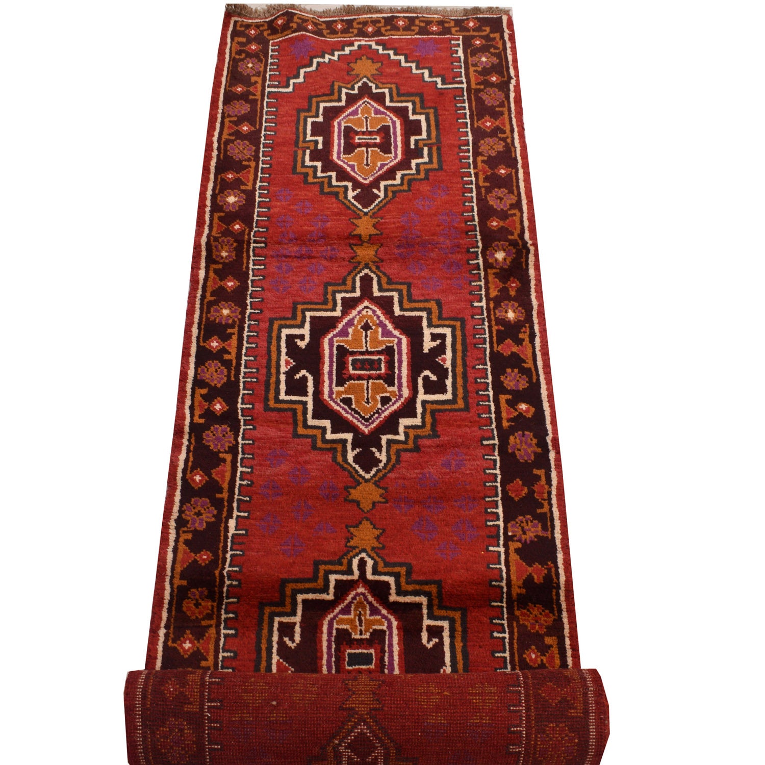 Baluchi Runner Rug Handmade Red 13' Runner