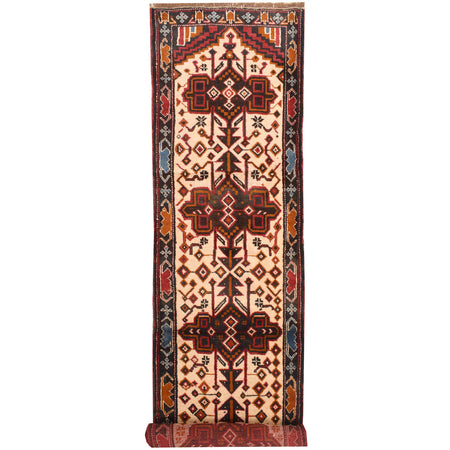Baluchi Runner Rug Handmade Beige 12' Runner