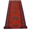 Laghari Area Rug Runner Handmade Red Geometric 10' Runner