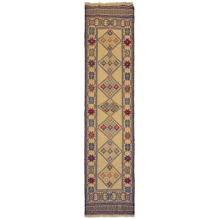 Laghari Runner Rug Handmade Brown Geometric 10' Runner