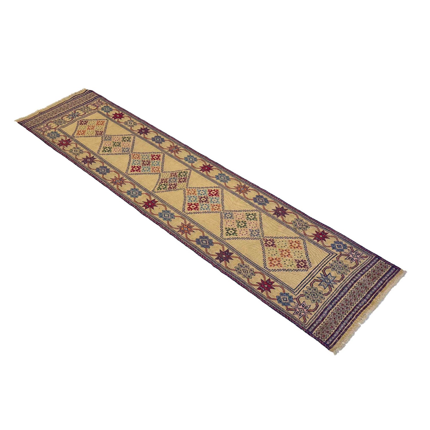 Laghari Runner Rug Handmade Brown Geometric 10' Runner