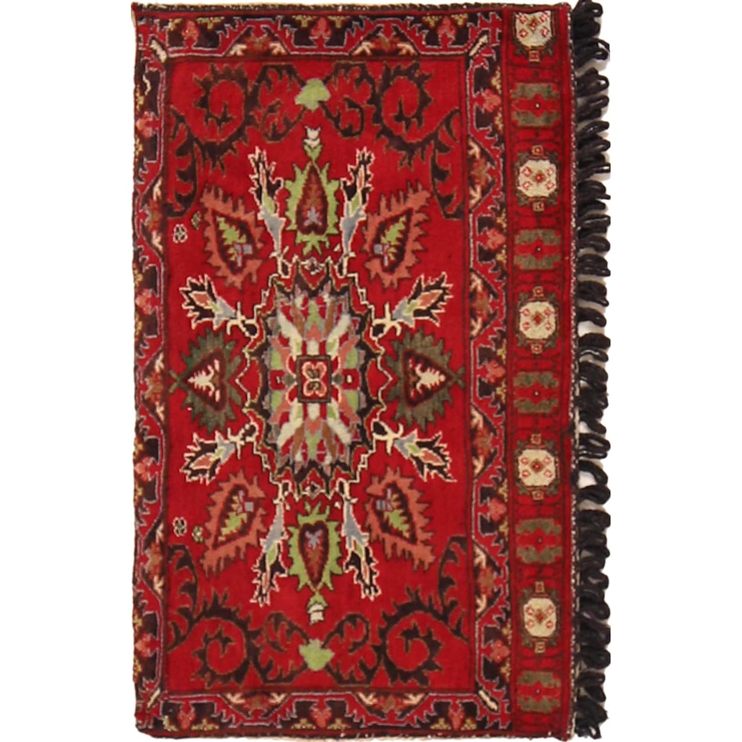 Balisht Area Rug Handmade Red Geometric 2x3 ft