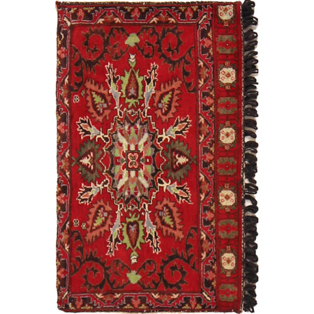 Balisht Area Rug Handmade Red Geometric 2x3 ft