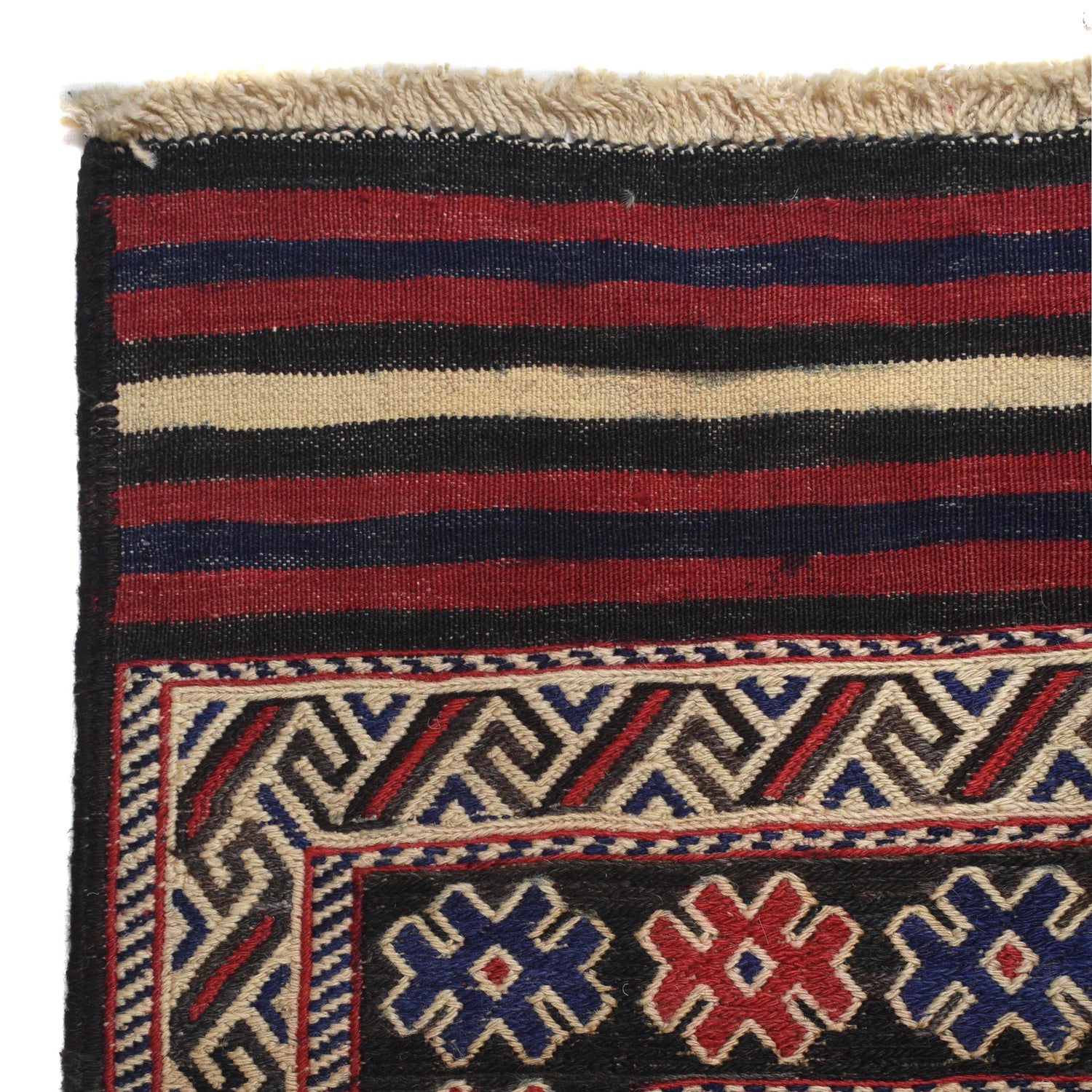 Saghari Kilim Area Rug Handmade Beige Floral 6x9 ft