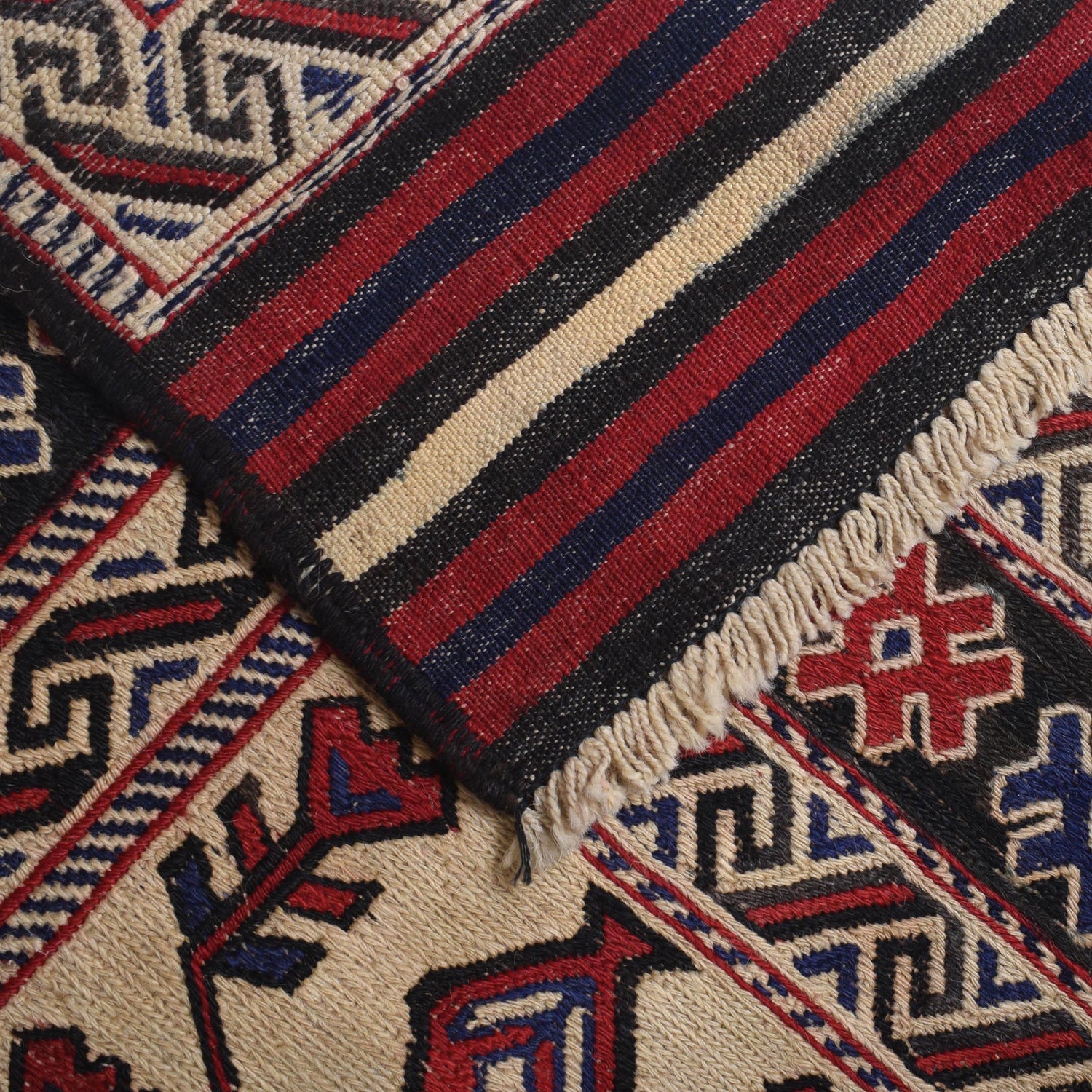 Saghari Kilim Area Rug Handmade Beige Floral 6x9 ft