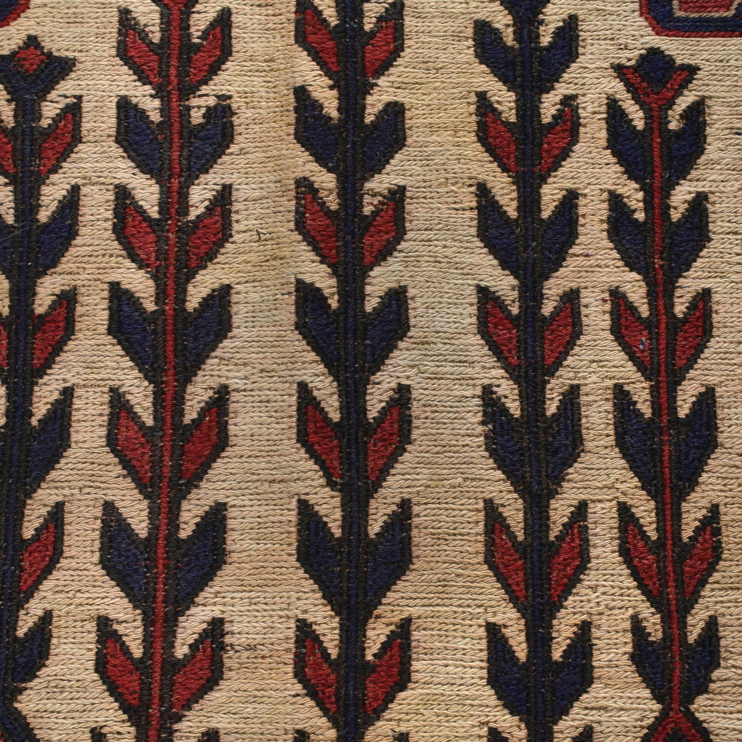 Saghari Kilim Area Rug Handmade Beige Floral 7x10 ft