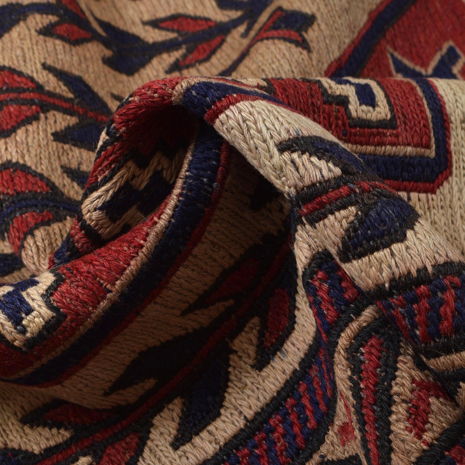 Saghari Kilim Area Rug Handmade Beige Floral 7x10 ft