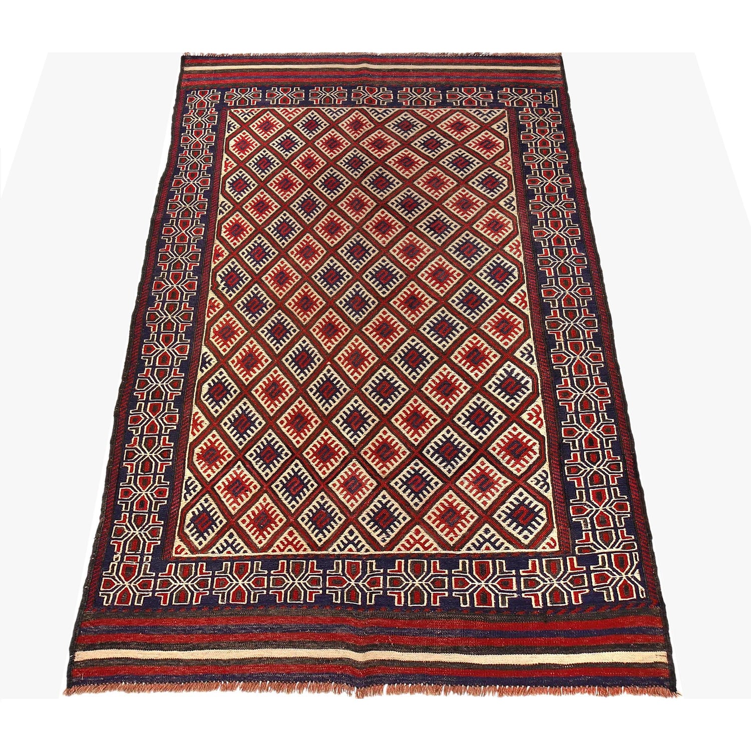 Saghari Kilim Area Rug Handmade Multi Floral 4x7 ft