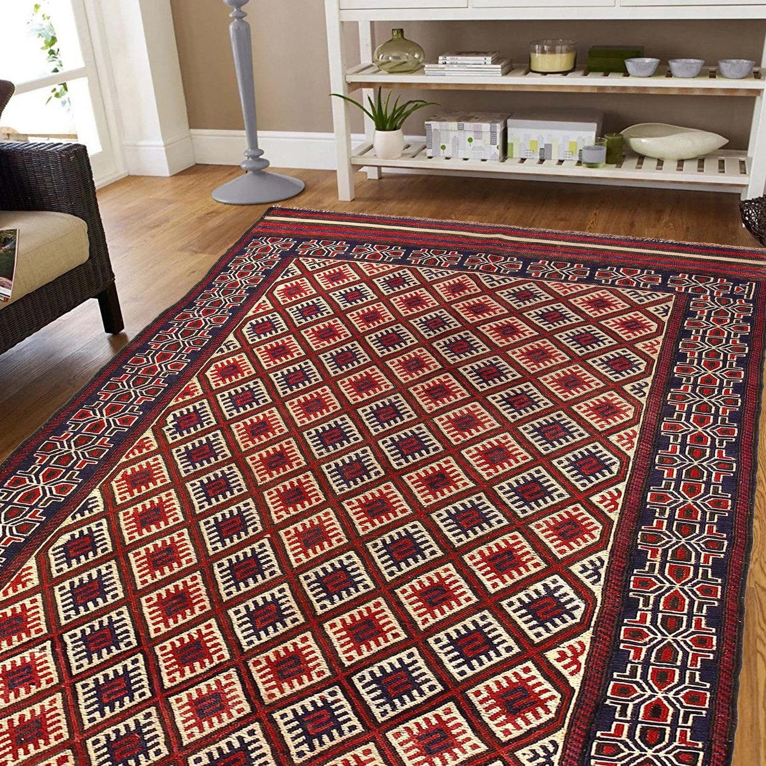 Saghari Kilim Area Rug Handmade Multi Floral 4x7 ft